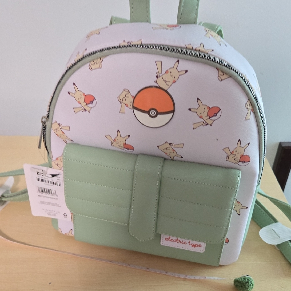 NWT Pokemon Electric Family Green and White Bag Collection Mini